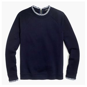 Woven ruffle-neck pullover